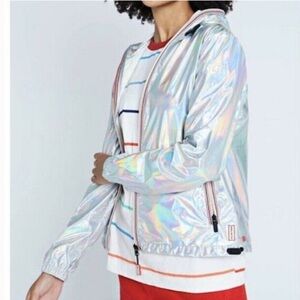 Hunter NWT Iridescent Silver windbreaker Bomber Jacket size M